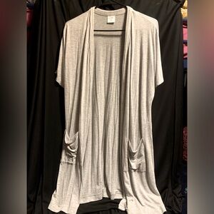 Grey Short-sleeve Cardigan